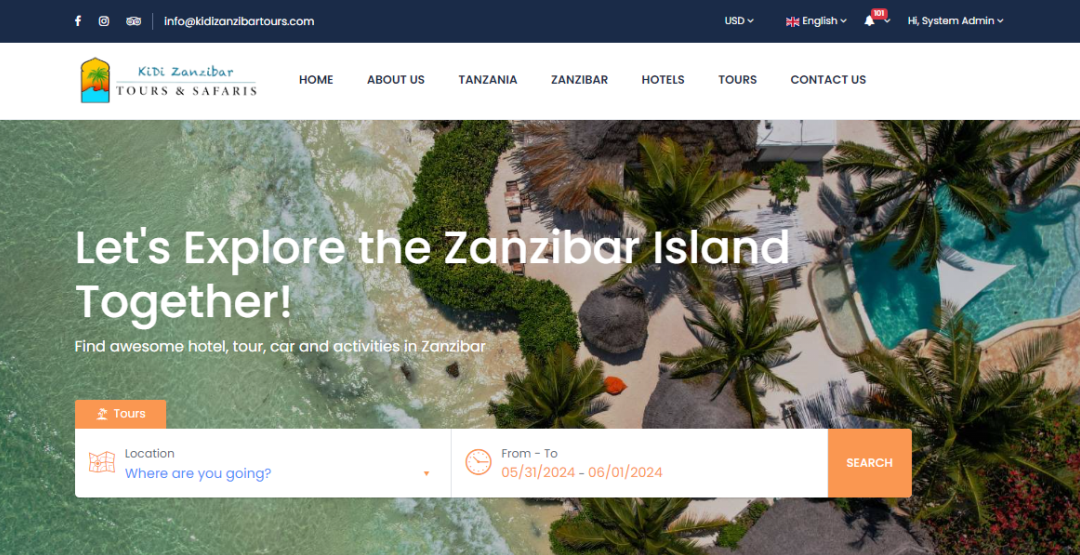 KiDi Zanzibar Tours Website